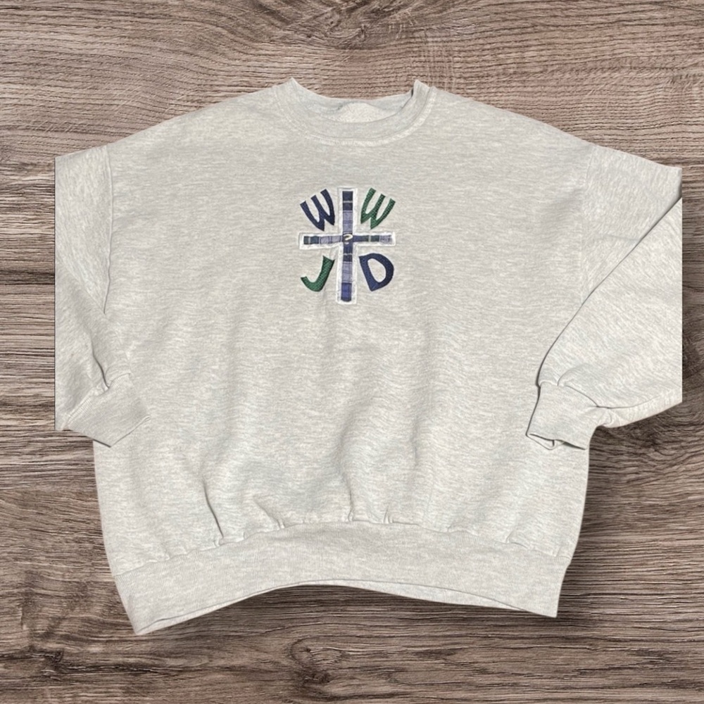 Light Gray Graphic Crewneck Sweatshirt - Unbranded